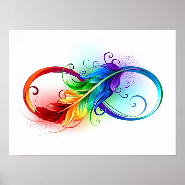 Infinity Symbol with Rainbow Feather Poster (Front)