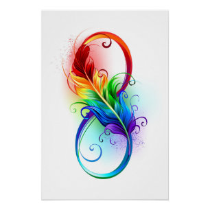 Infinity Symbol with Rainbow Feather Poster