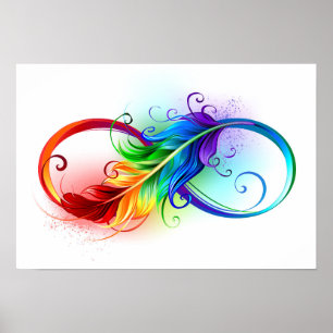 Infinity Symbol with Rainbow Feather Poster