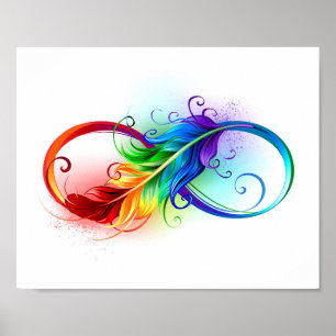 Infinity Symbol with Rainbow Feather Poster