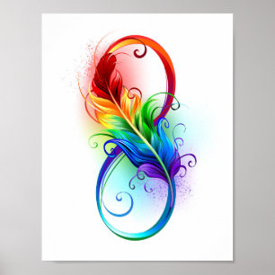 Infinity Symbol with Rainbow Feather Poster