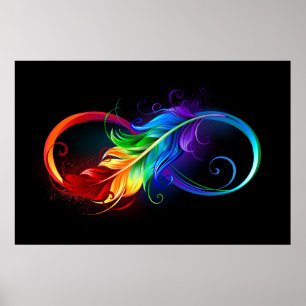 Infinity Symbol with Rainbow Feather Poster