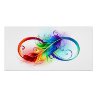 Infinity Symbol with Rainbow Feather