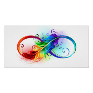 Infinity Symbol with Rainbow Feather Poster