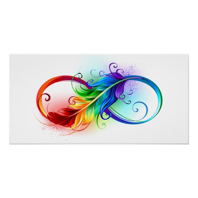 Infinity Symbol with Rainbow Feather Poster (Front)