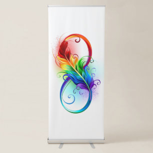 Infinity Symbol with Rainbow Feather Retractable Banner