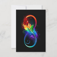 Infinity Symbol with Rainbow Feather