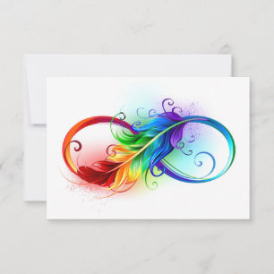 Infinity Symbol with Rainbow Feather Save The Date