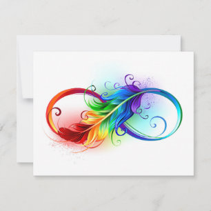 Infinity Symbol with Rainbow Feather Save The Date