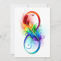 Infinity Symbol with Rainbow Feather