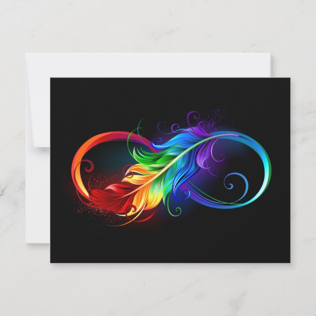 Infinity Symbol with Rainbow Feather Save The Date (Front)