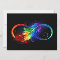 Infinity Symbol with Rainbow Feather