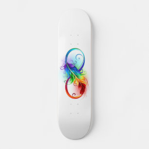 Infinity Symbol with Rainbow Feather Skateboard