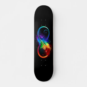 Infinity Symbol with Rainbow Feather Skateboard