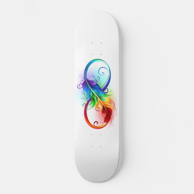Infinity Symbol with Rainbow Feather Skateboard (Front)