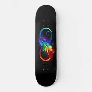 Infinity Symbol with Rainbow Feather Skateboard