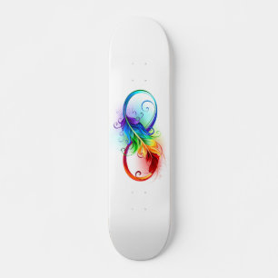 Infinity Symbol with Rainbow Feather Skateboard