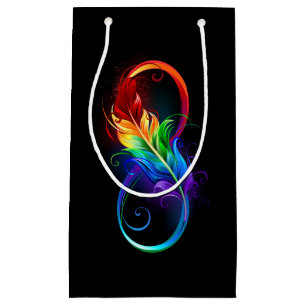 Infinity Symbol with Rainbow Feather Small Gift Bag