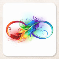 Infinity Symbol with Rainbow Feather