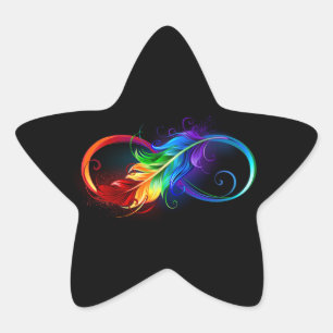 Infinity Symbol with Rainbow Feather Star Sticker
