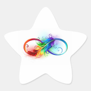 Infinity Symbol with Rainbow Feather Star Sticker