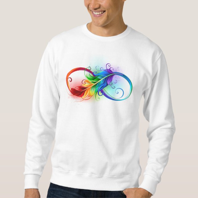 Infinity Symbol with Rainbow Feather Sweatshirt (Front)