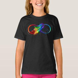 Infinity Symbol with Rainbow Feather T-Shirt