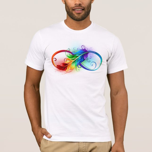 Infinity Symbol with Rainbow Feather T-Shirt (Front)
