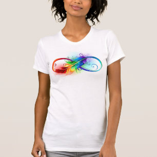 Infinity Symbol with Rainbow Feather T-Shirt