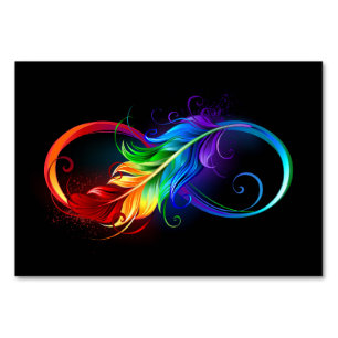 Infinity Symbol with Rainbow Feather Table Number
