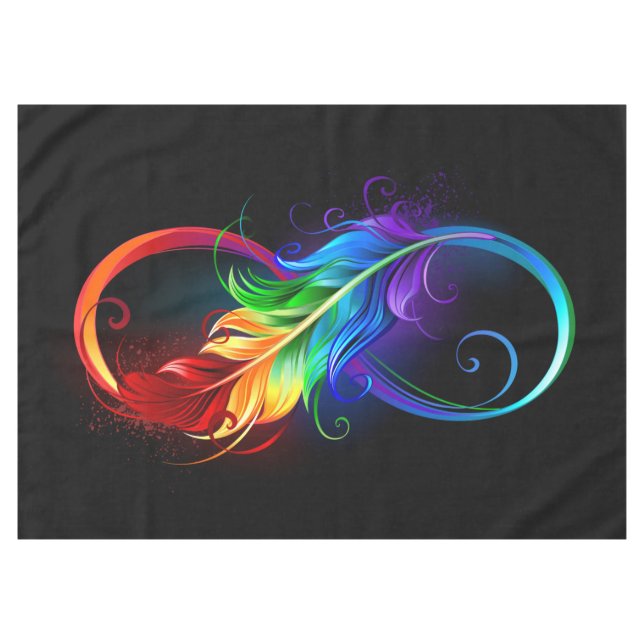 Infinity Symbol with Rainbow Feather Tablecloth (Front (Horizontal))