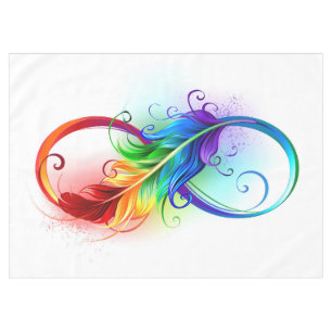 Infinity Symbol with Rainbow Feather Tablecloth