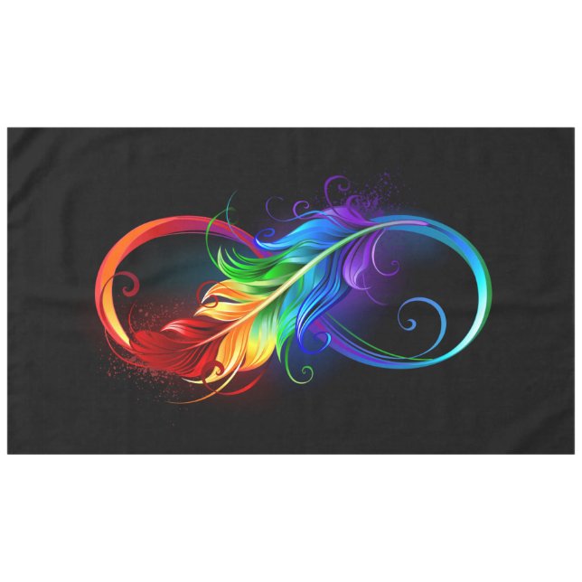 Infinity Symbol with Rainbow Feather Tablecloth (Front (Horizontal))