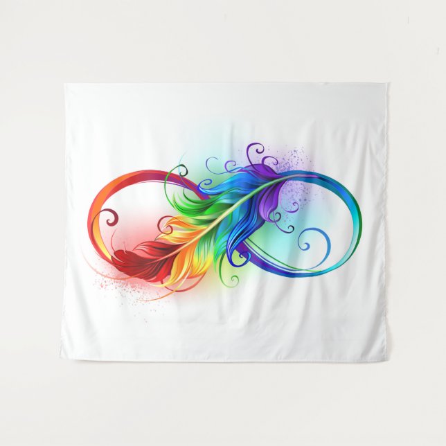 Infinity Symbol with Rainbow Feather Tapestry (Front (Horizontal))