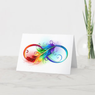 Infinity Symbol with Rainbow Feather Thank You Card