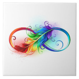 Infinity Symbol with Rainbow Feather Tile