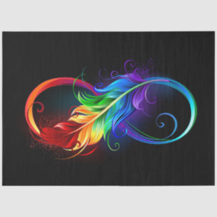 Infinity Symbol with Rainbow Feather Tissue Paper