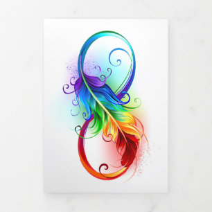 Infinity Symbol with Rainbow Feather Tri-Fold Card