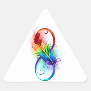 Infinity Symbol with Rainbow Feather Triangle Sticker