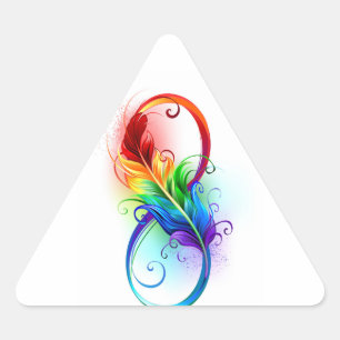 Infinity Symbol with Rainbow Feather Triangle Sticker