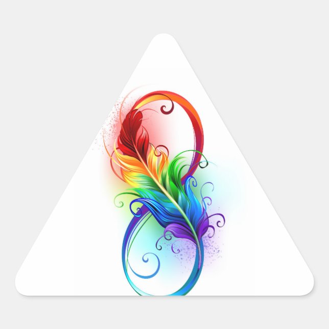 Infinity Symbol with Rainbow Feather Triangle Sticker (Front)