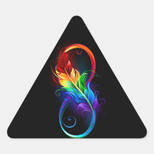 Infinity Symbol with Rainbow Feather Triangle Sticker