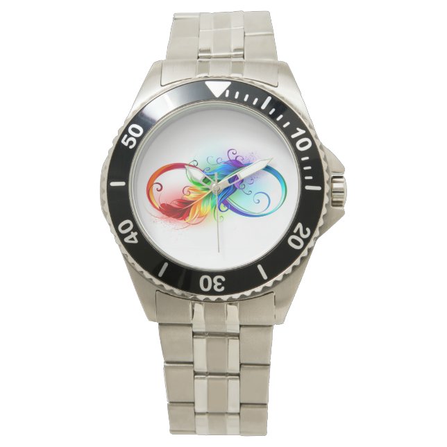 Infinity Symbol with Rainbow Feather Watch (Front)
