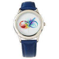 Infinity Symbol with Rainbow Feather