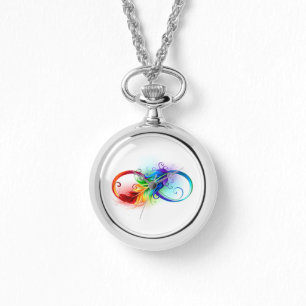 Infinity Symbol with Rainbow Feather Watch