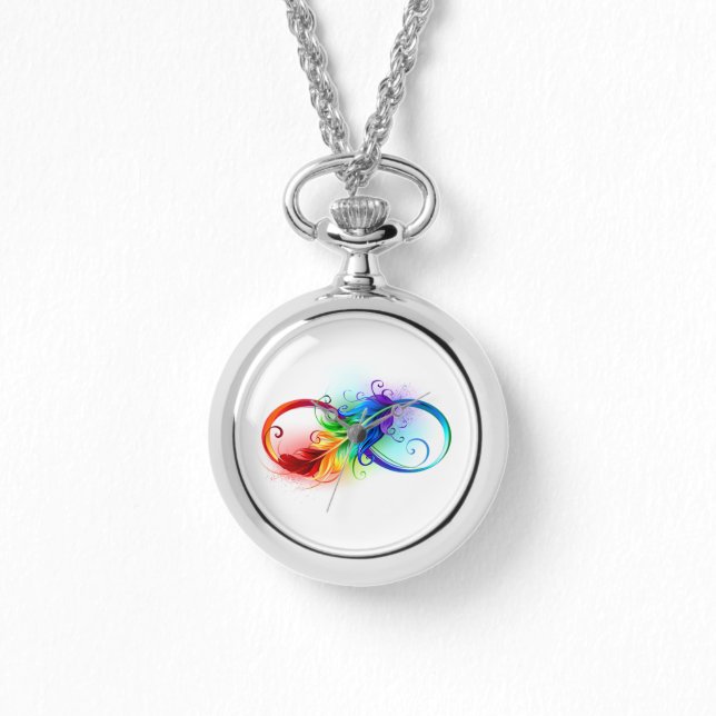 Infinity Symbol with Rainbow Feather Watch (Front)