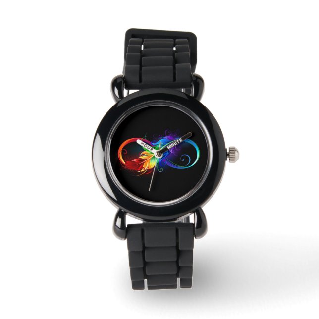 Infinity Symbol with Rainbow Feather Watch (Front)