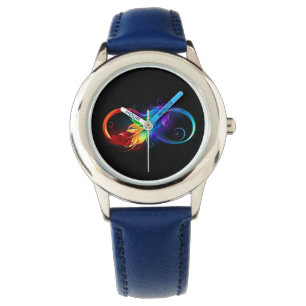 Infinity Symbol with Rainbow Feather Watch
