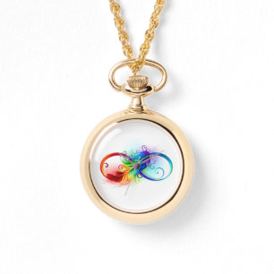 Infinity Symbol with Rainbow Feather Watch