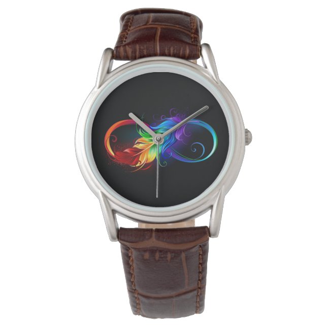 Infinity Symbol with Rainbow Feather Watch (Front)
